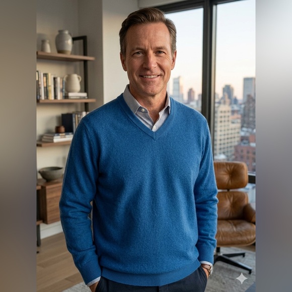 Club Room Other - Club Room 100% Cashmere Blue V-Neck Sweater Mens XL